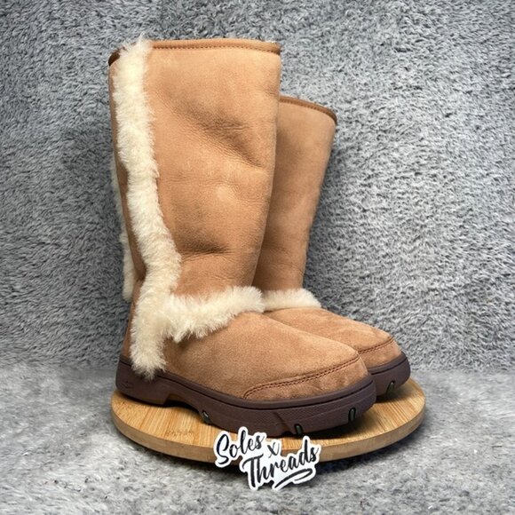 UGG Sunburst Tall Boots Size 10 Women Chestnut 5218 - Picture 2 of 7